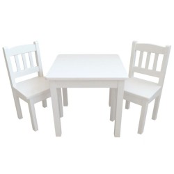 Biały stolik sosnowy + krzesełka sosnowe dziecięce