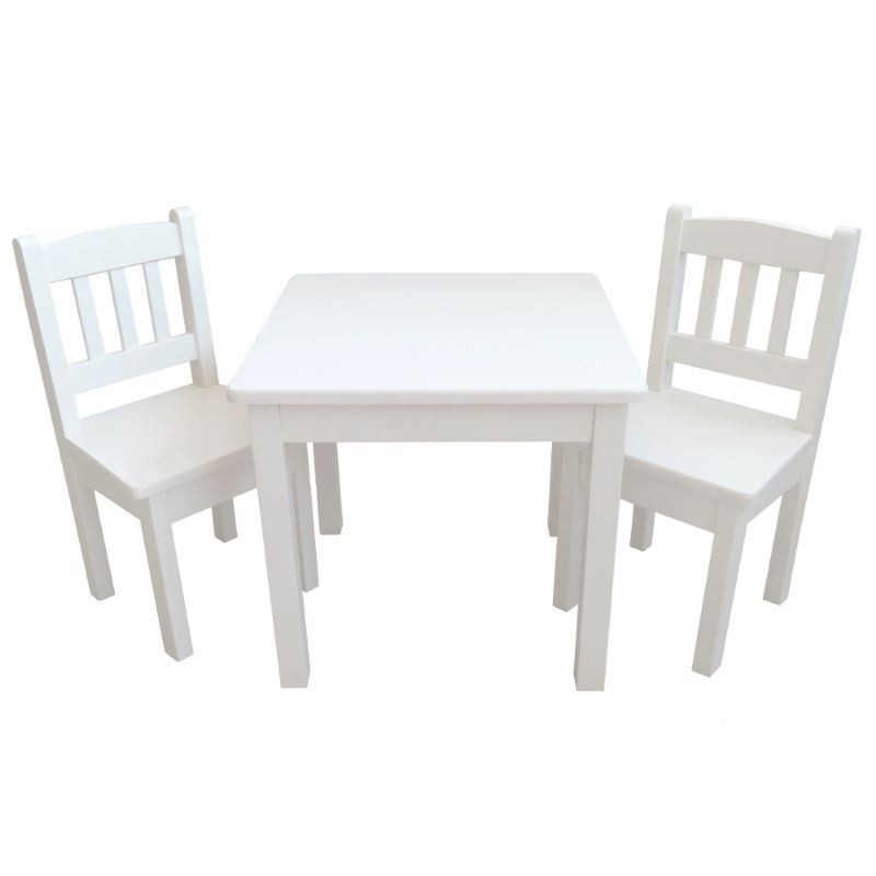 Biały stolik sosnowy + krzesełka sosnowe dziecięce