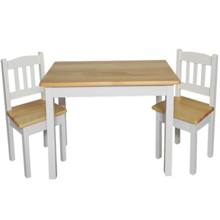 Biało - sosnowy stolik dziecięcy + krzesełka sosnowe dziecięce 