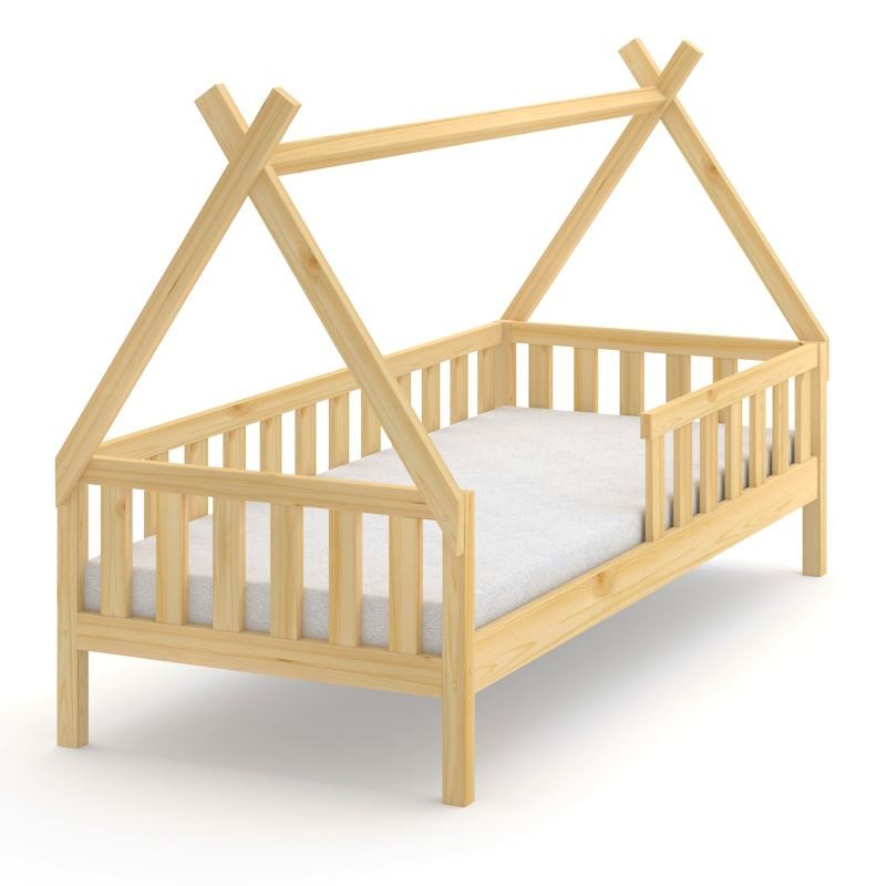 Łóżko sosnowe dziecięce Chatka 80x160 cm