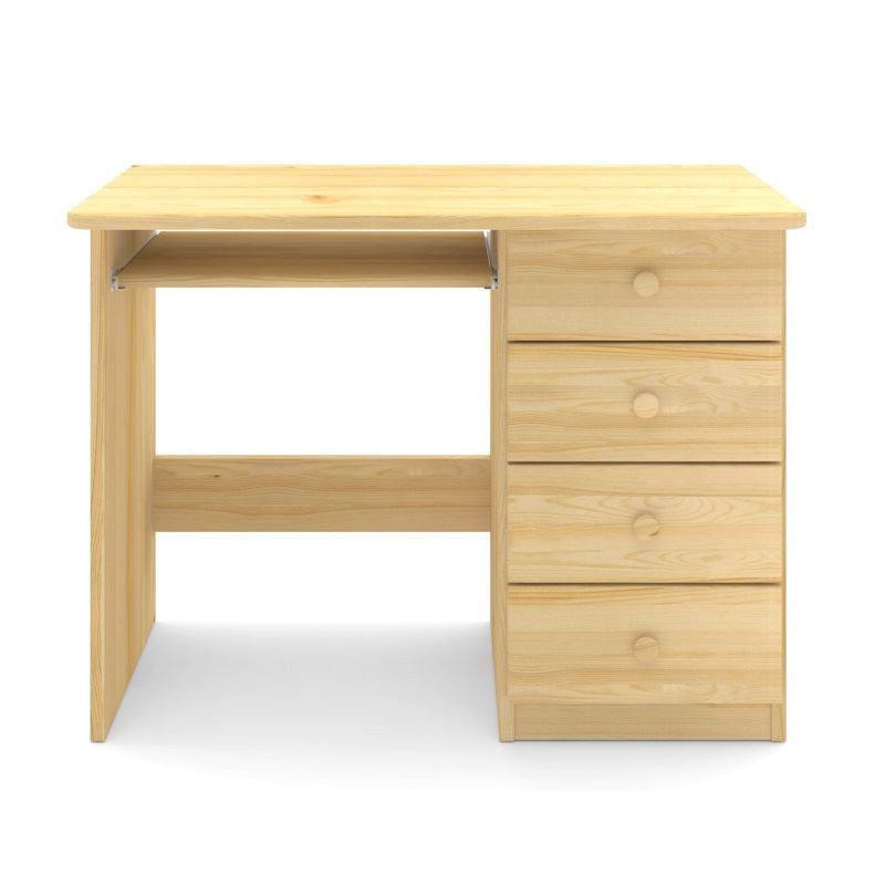 Drewniane biurko sosnowe z szufladami.