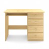 Drewniane biurko sosnowe z szufladami i dużym blatem.