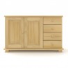 Drewniana komoda sosnowa K15-K z czterema szufladami i parą drzwi.
