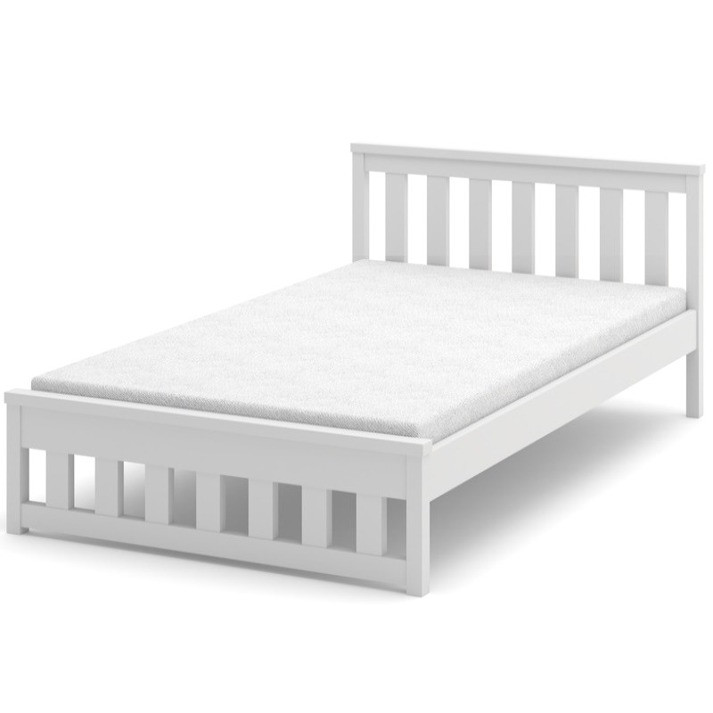 Białe łóżko sosnowe Lubana