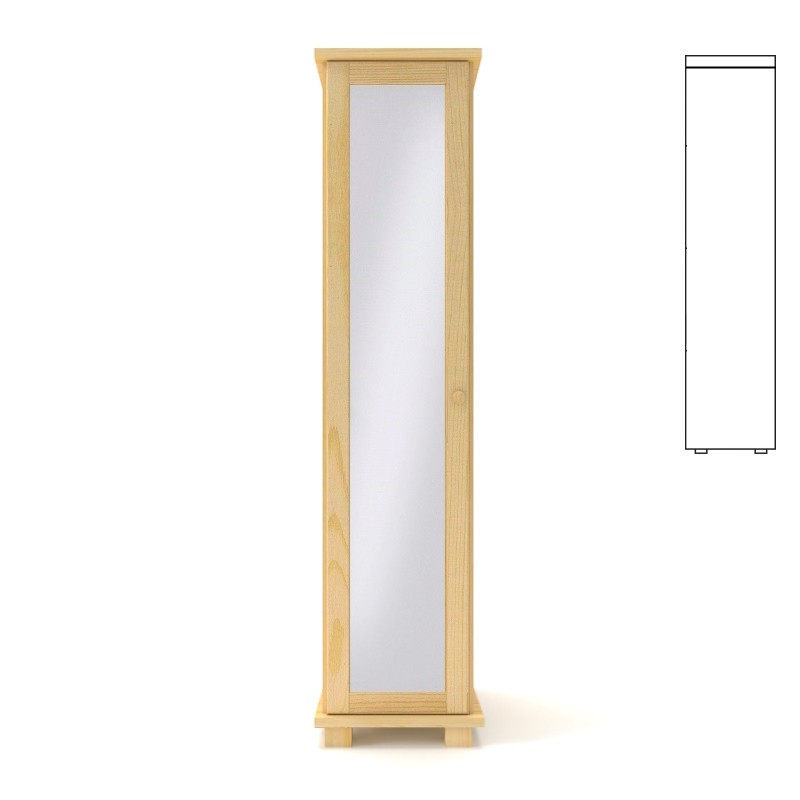 Szafa sosnowa pojedyncza S1L-K 45x190x60 cm ostre kanty