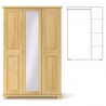 Szafa sosnowa potrójna S3PL-K 124x190x60 cm ostre kanty