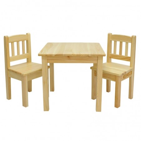 Kwadratowy stolik sosnowy 50x50 cm + krzesełka dziecięce