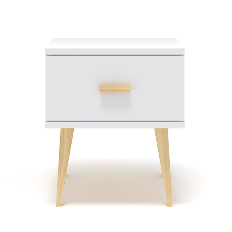 Biała szafka nocna sosnowa KSN01 42x48x35 cm