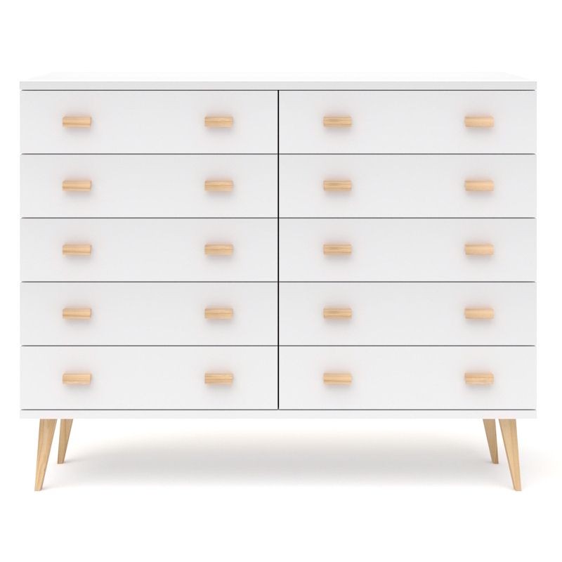 Biała komoda sosnowa KN12 117/135/155/175x109x42 cm