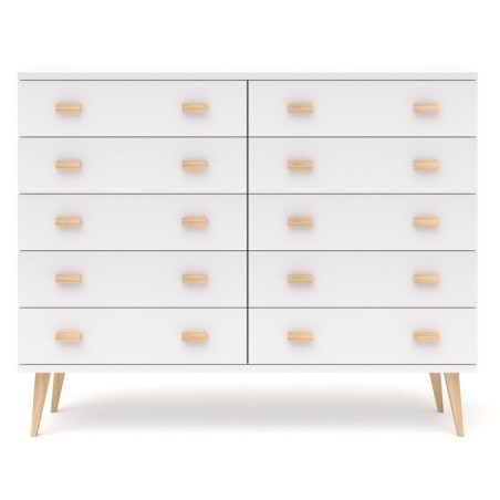 Biała komoda sosnowa KN12 117/135/155/175x109x42 cm