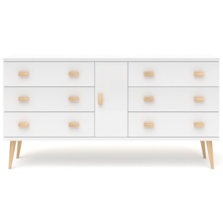 Biała komoda sosnowa KN14 117/135/155/175x75x42 cm