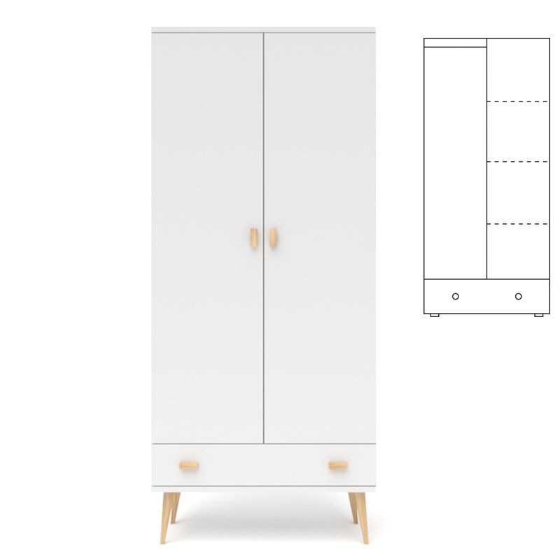 Biała szafa sosnowa S2N+1P 79x204x60 cm