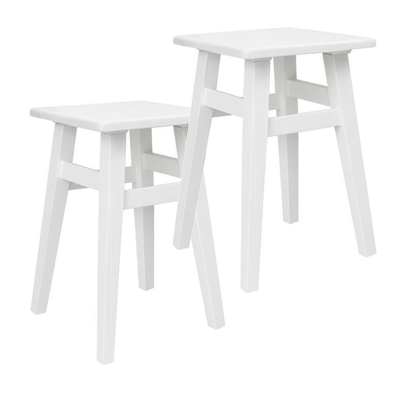 Białe taborety sosnowe TEBO - komplet
