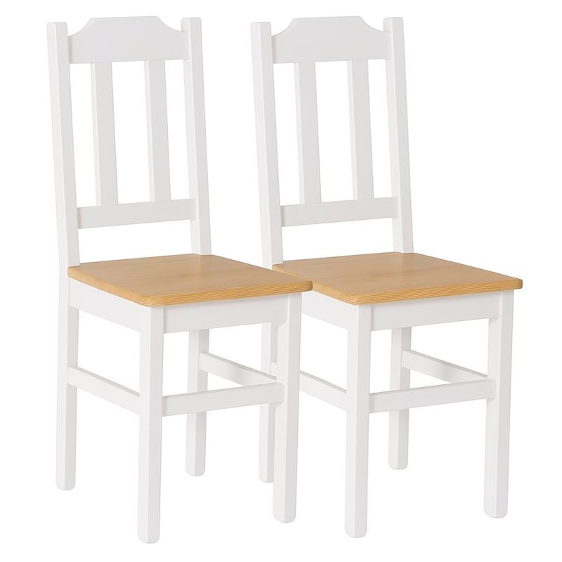 Biało-sosnowe krzesła sosnowe PUNO - komplet