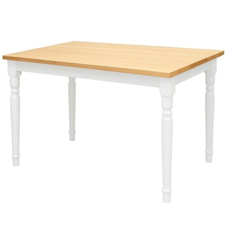 Biało-sosnowy stół sosnowy prostokątny z toczonymi nogami ostre rogi - różne wymiary