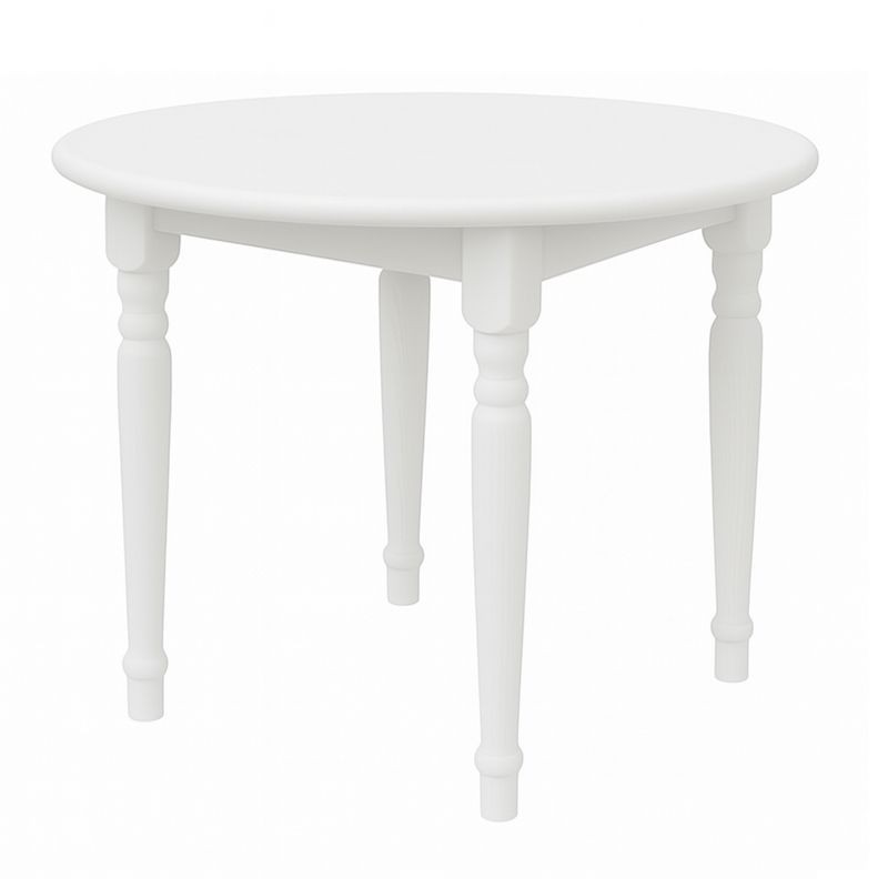 Biały stół sosnowy okrągły z toczonymi nogami - różne wymiary