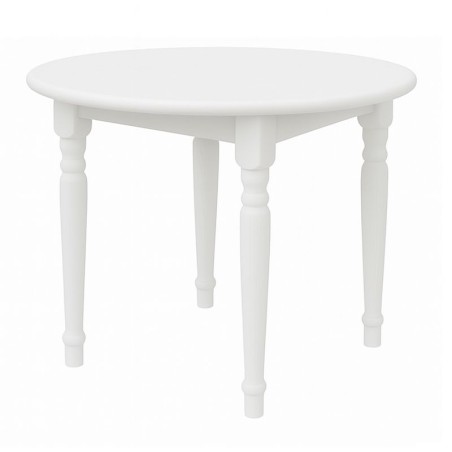 Biały stół sosnowy okrągły z toczonymi nogami - różne wymiary