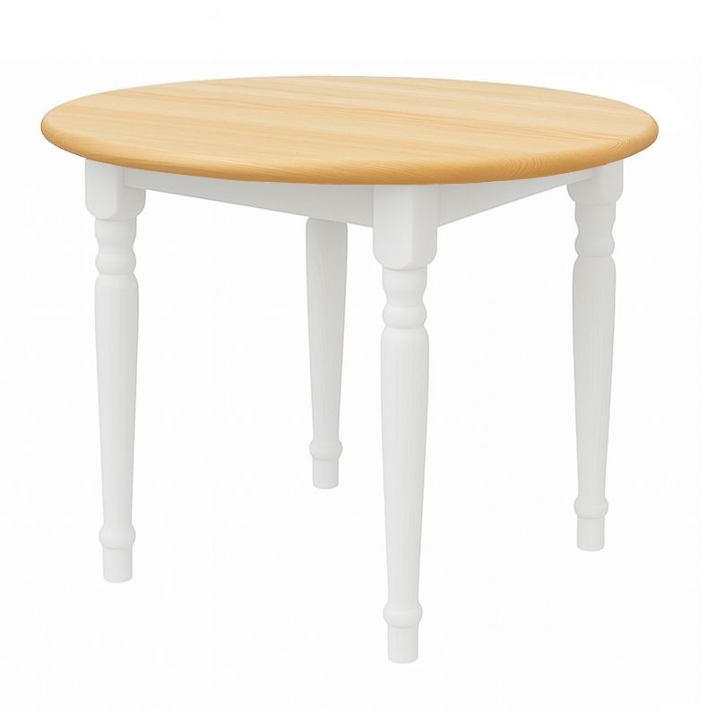 Biało-sosnowy stół sosnowy okrągły z toczonymi nogami - różne wymiary