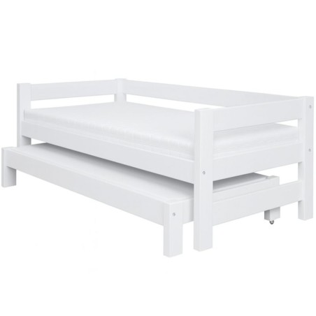 Białe łóżko sosnowe dwupoziomowe