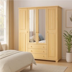 Szafa sosnowa S4+3PL-K 163x190x60 cm ostre kanty