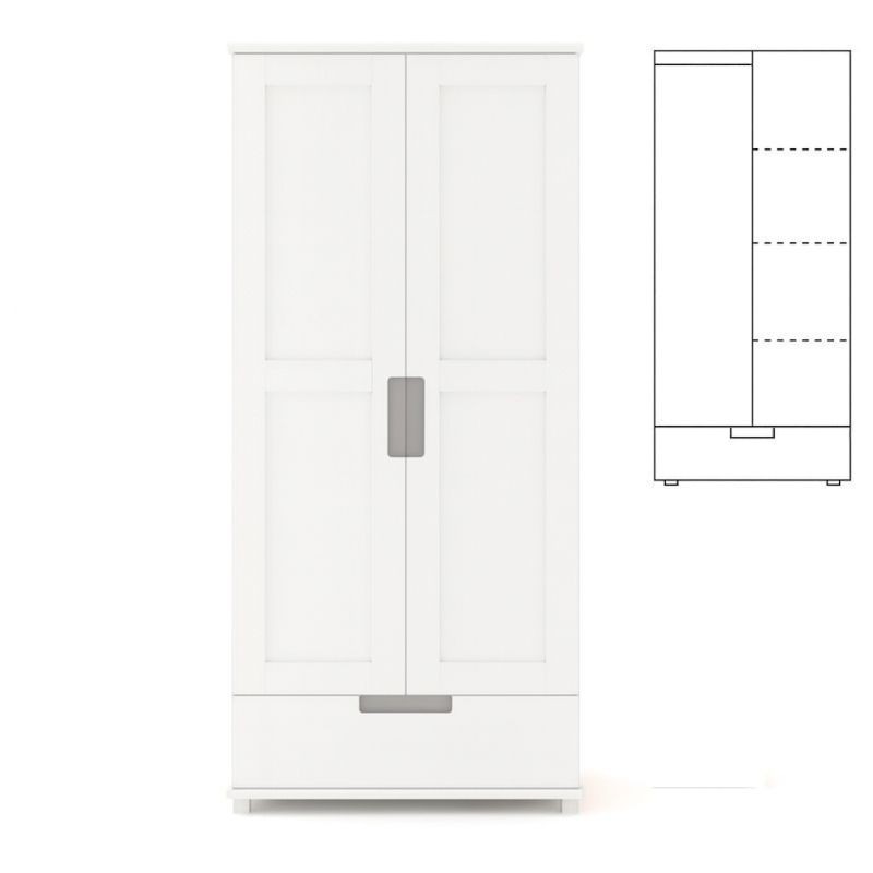 Biała szafa sosnowa SF1P 80/90/100x190x60 cm