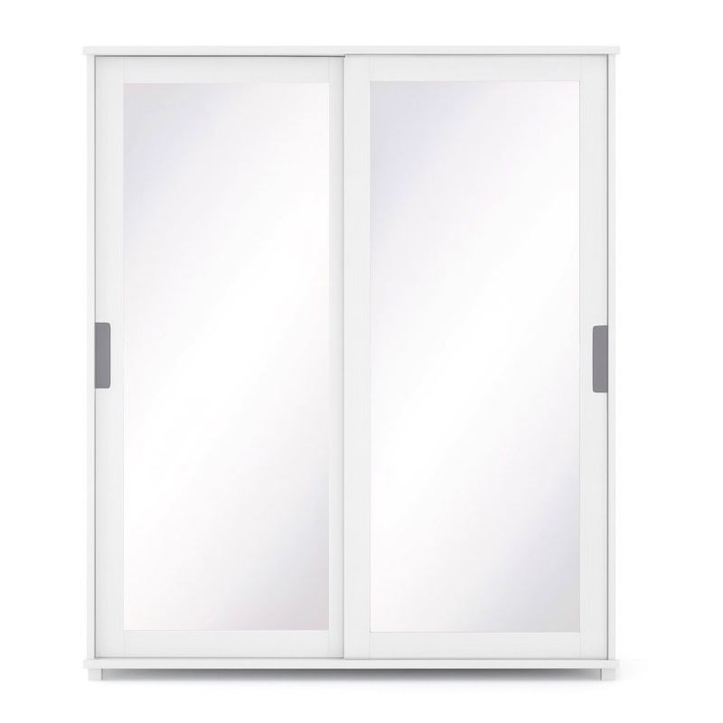 Biała przesuwna szafa sosnowa SF3ZL 80-180x190x60 cm