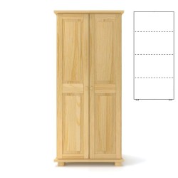 Szafa sosnowa podwójna S2DP-K 85x190x60 cm ostre kanty