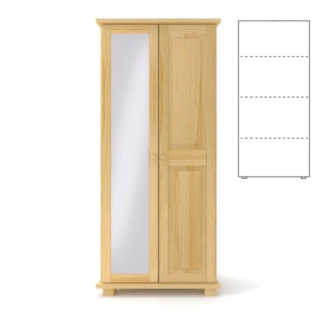 Szafa sosnowa podwójna S2DPL-K 85x190x60 cm ostre kanty