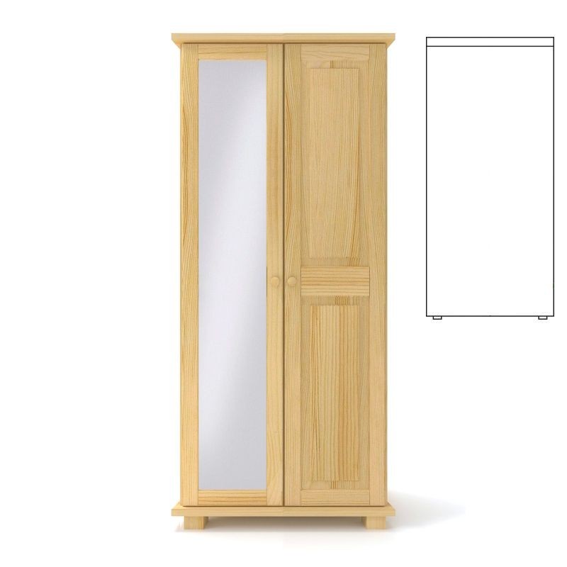 Szafa sosnowa podwójna S2ZL-K 85x190x60 cm ostre kanty