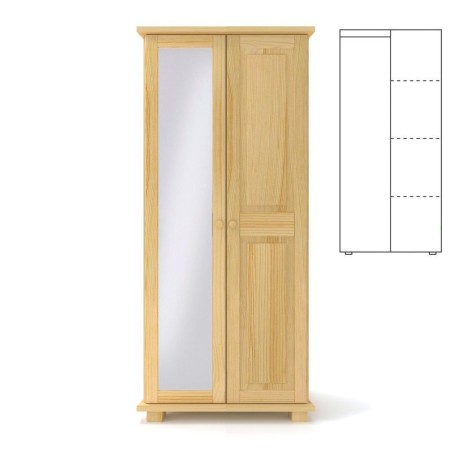 Szafa sosnowa podwójna S2PL-K 85x190x60 cm ostre kanty