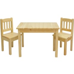 Prostokątny stolik sosnowy 45x75 cm + krzesełka dziecięce
