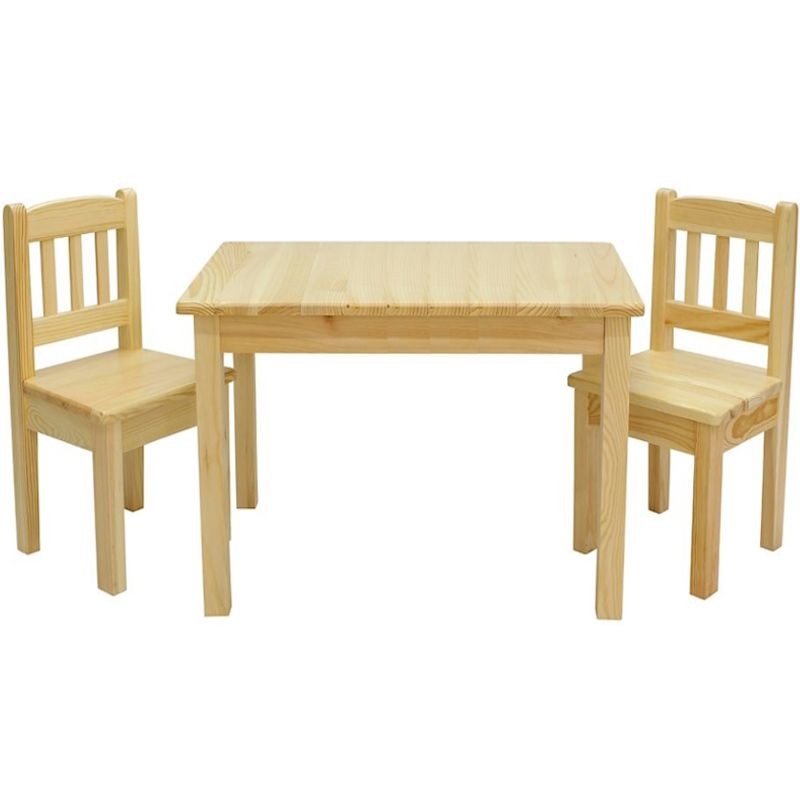 Prostokątny stolik sosnowy 45x75 cm + krzesełka dziecięce