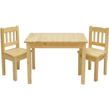 Prostokątny stolik sosnowy 45x75 cm + krzesełka dziecięce