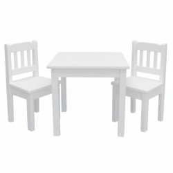 Kwadratowy biały stolik sosnowy 50x50 cm+ krzesełka dziecięce