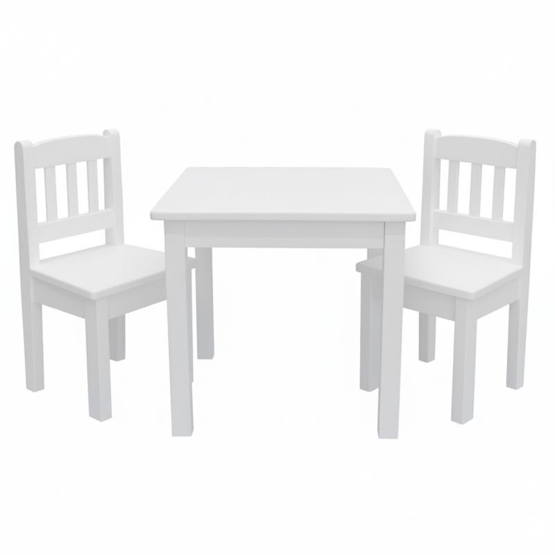 Kwadratowy biały stolik sosnowy 50x50 cm+ krzesełka dziecięce