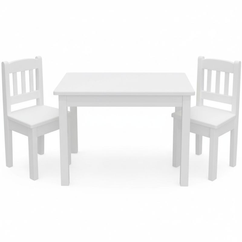 Prostokątny biały stolik sosnowy 45x75 cm+ krzesełka dziecięce