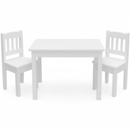 Prostokątny biały stolik sosnowy 45x75 cm+ krzesełka dziecięce