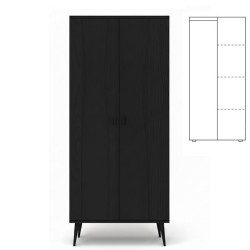 Czarna szafa sosnowa S2N1P 79x204x60 cm