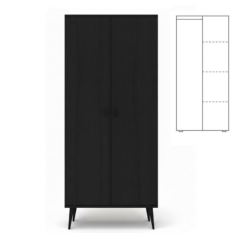 Czarna szafa sosnowa S2N1P 79x204x60 cm