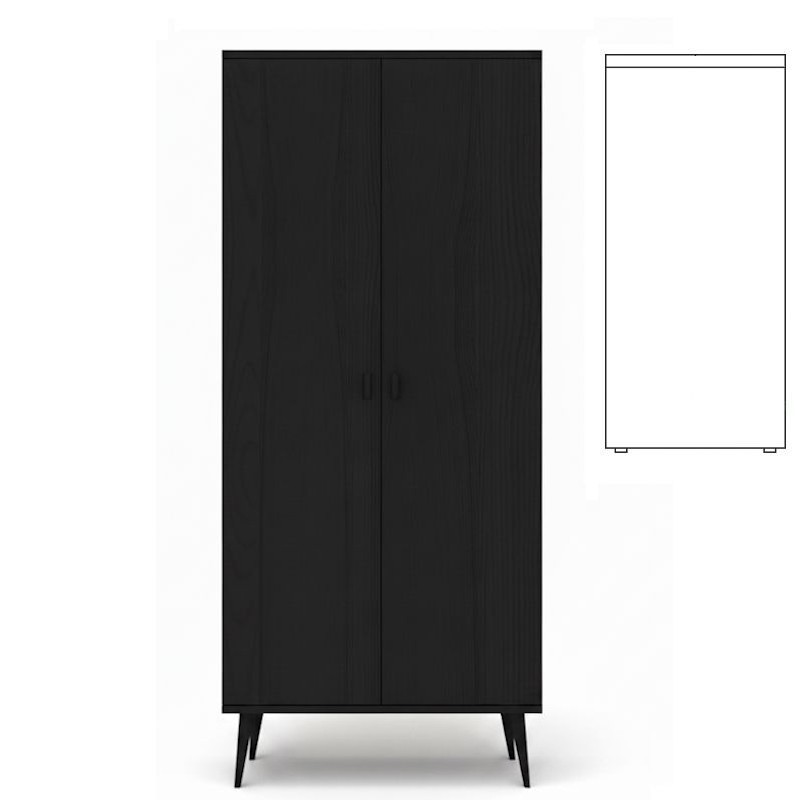 Czarna szafa sosnowa S2N1 79x204x60 cm