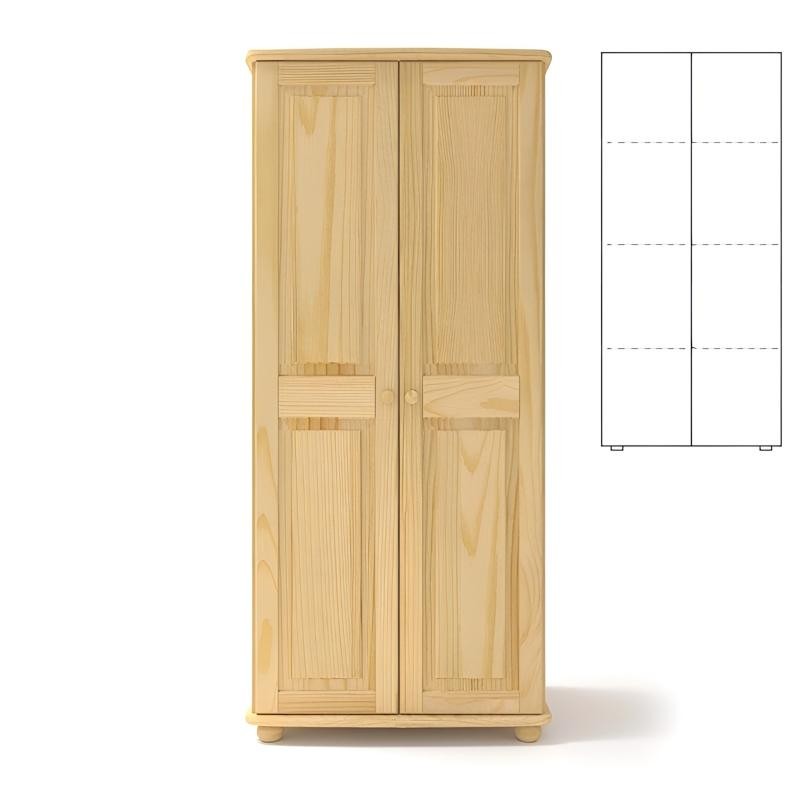 Drewniana szafa sosnowa na ubrania, koszulki, spodnie do sypialni, pokoju dziecięcego.
