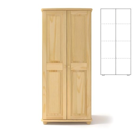 Drewniana szafa sosnowa na ubrania, koszulki, spodnie do sypialni, pokoju dziecięcego.