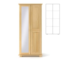 Szafa sosnowa podwójna S2DPL-K 85x190x60 cm ostre kanty