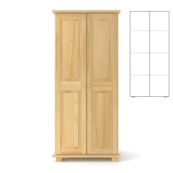 Szafa sosnowa podwójna S2MP-K 85x190x60 cm ostre kanty