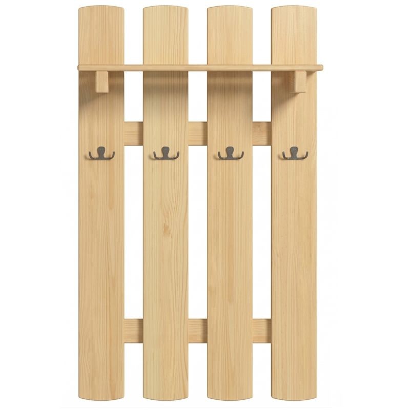 Drewniany wieszak sosnowy z podwójnymi uchwytami do przedpokoju.