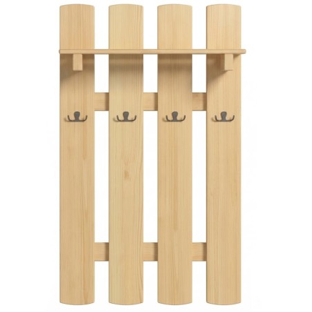 Drewniany wieszak sosnowy z podwójnymi uchwytami do przedpokoju.