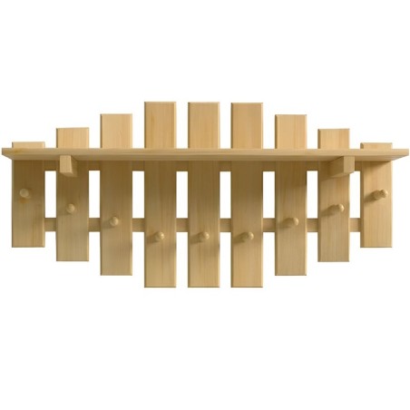 Duży wieszak drewniany do przedpokoju. Widok z przodu.